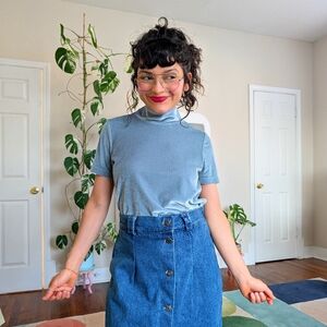 SOLD - Madewell velvet blue mock neck